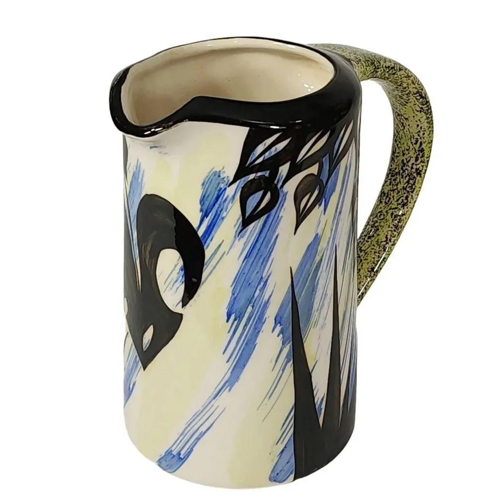 Vintage‎ Evandale Hand-painted Multicolored Porcelain Pitcher Signed Noble 7.5in
